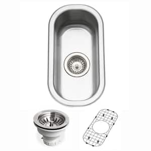 Houzer Club 10 in. Stainless Steel Undermount Single Bowl Bar Sink with Strainer and Grid - CS-1105-C