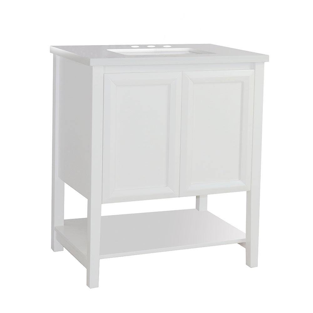 31 in. W x 22 in. D x 36.25 in. H Bath Vanity in White with Engineered Stone Vanity Top in White with White Basin price history on PriceWatchPro