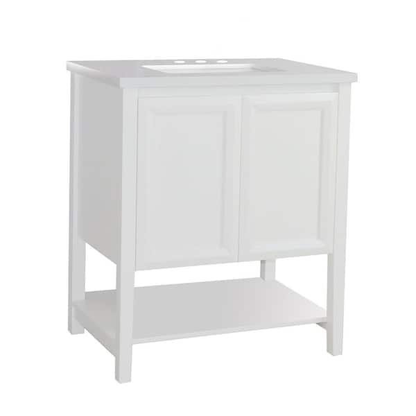 Bellaterra Home 31 in. W x 22 in. D x 36.25 in. H Bath Vanity in White with Engineered Stone Vanity Top in White with White Basin
