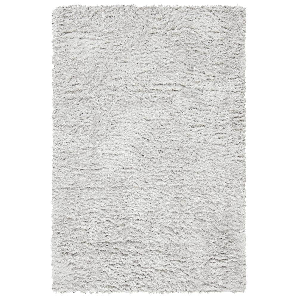 Elegant Silver Shag 4' x 6' Hand-Knotted Wool Area Rug