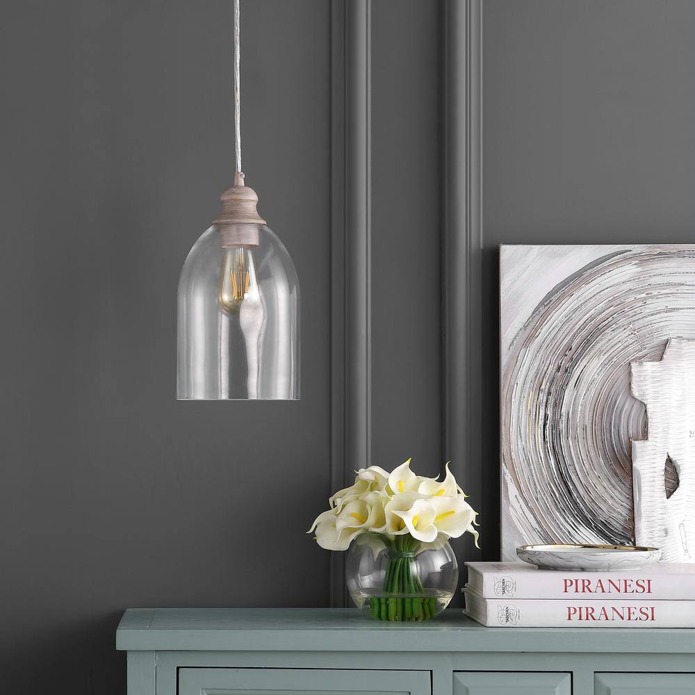 Fontaine 6.25" Adjustable Greige Glass LED Pendant Light