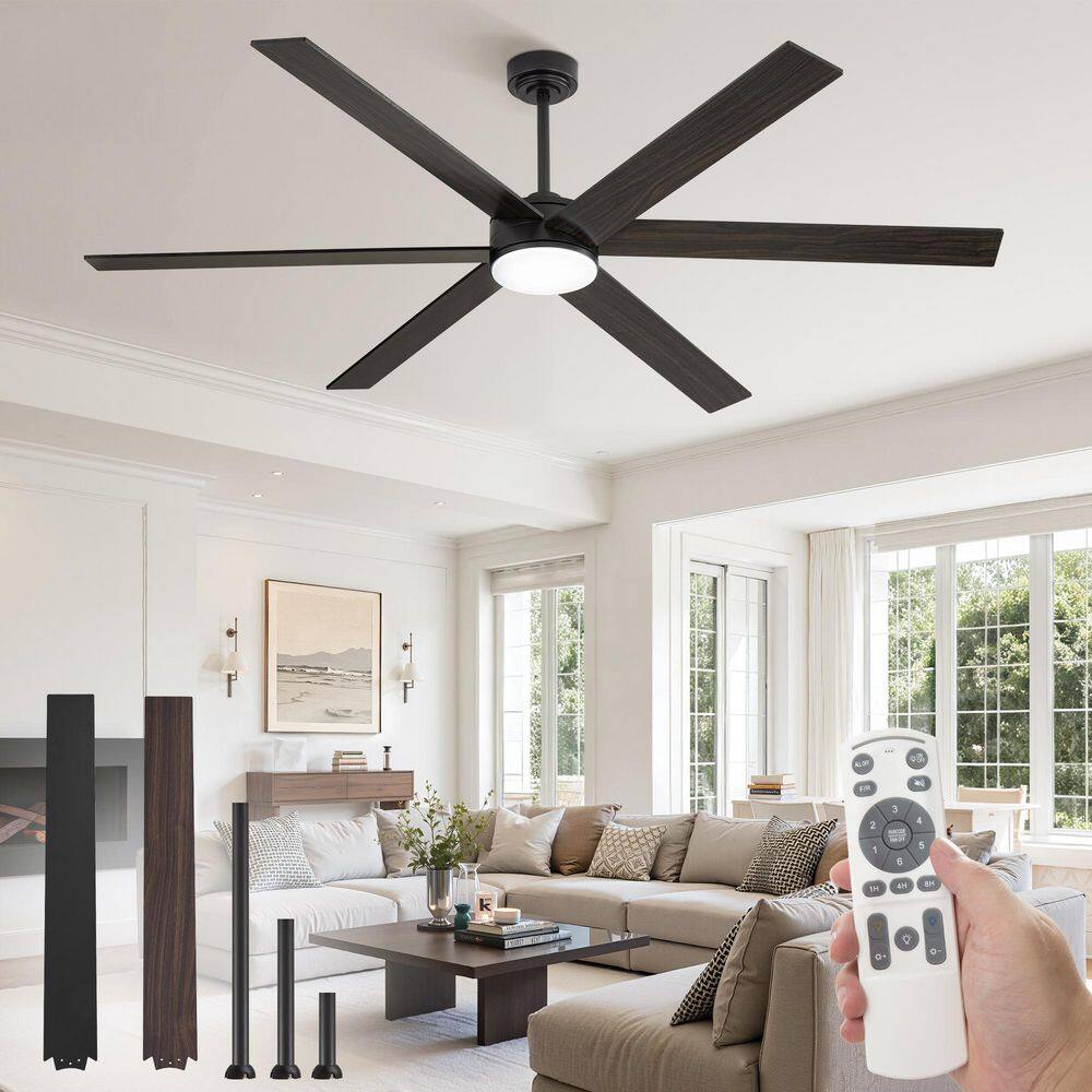 72 in. Large Ceiling Fans with Lights, Black Standard Ceiling Fan with Quiet DC Motor, 3CCT, Timer for Living Room price history on PriceWatchPro