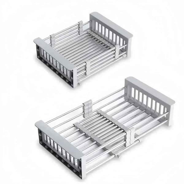 Adjustable Portable Immersion Sink Rack: Stainless Steel Drain Basket for Fruits/Veggies