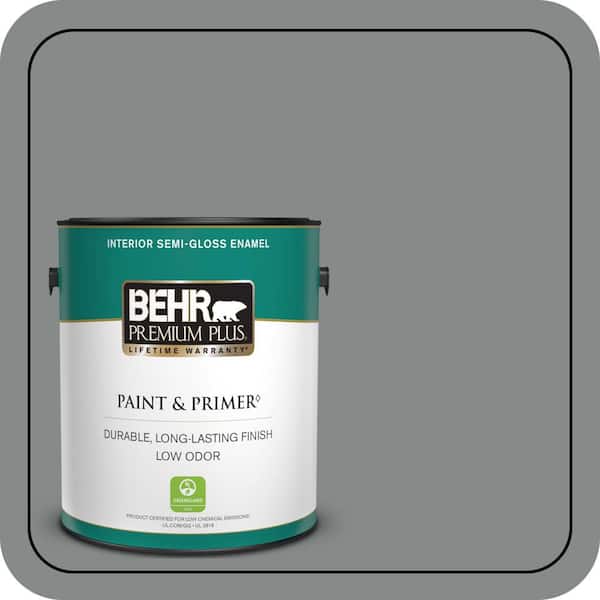 BEHR PREMIUM PLUS 1 gal. #N460-5 Slate Rock Semi-Gloss Enamel Low Odor Interior Paint & Primer