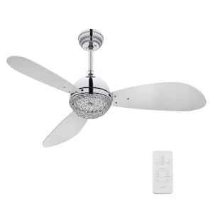 Corvin II 52 in. Integrated LED Indoor Chrome Smart Ceiling Fan with Crystal Light, Remote Works with Alexa/Google Home