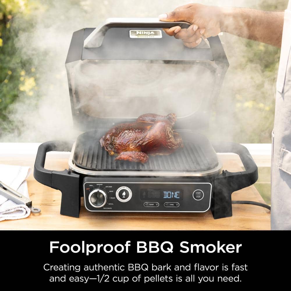 Ninja Woodfire 7-in-1 Gray Charcoal Outdoor Grill & Smoker