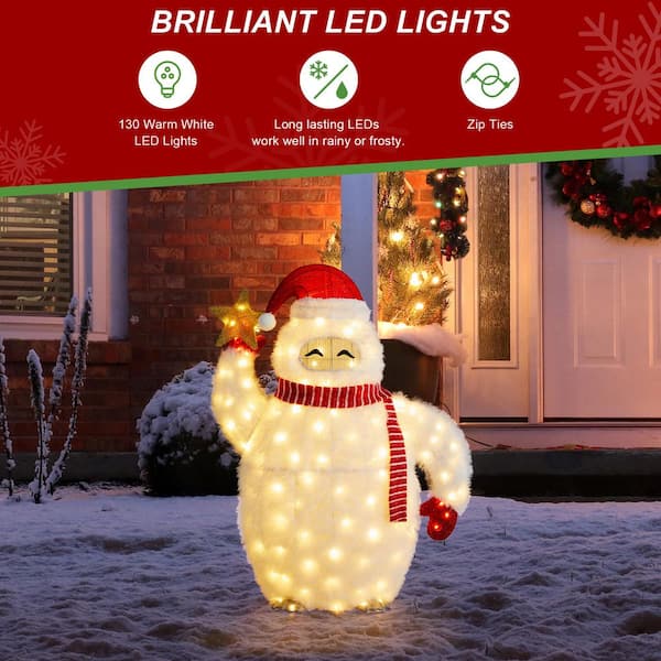 Glitzhome 42 in. H Lighted Christmas 3D Fabric Yeti Outdoor Decor