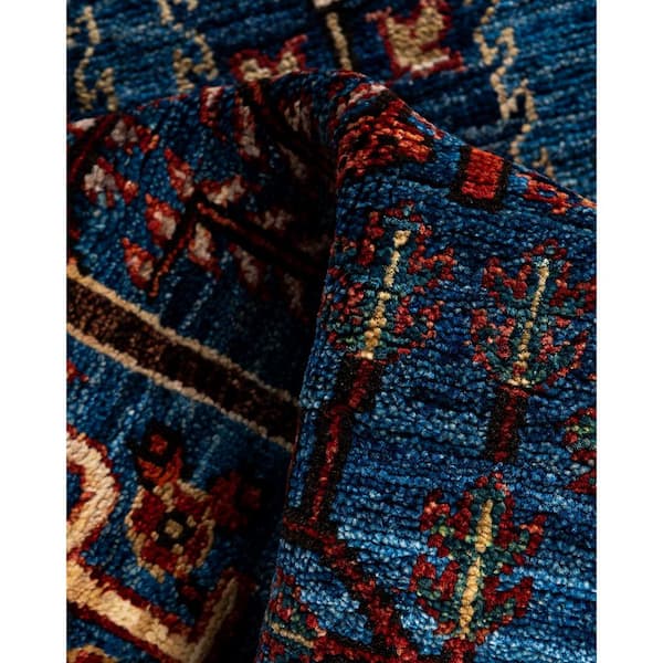 Serapi Light Blue 3 ft. x 12 ft. Tribal Wool Indoor Runner Rug