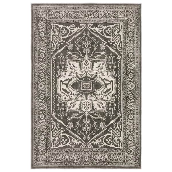8 X 11 Gray, Ivory Oriental Washable Area Rug Runner Rug