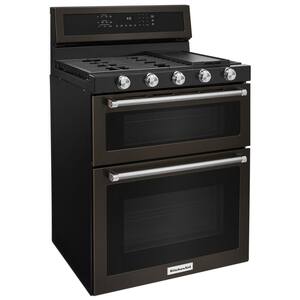 6.0 cu. ft. Double Oven Gas Range with Self-Cleaning Convection Oven in PrintShield Black Stainless