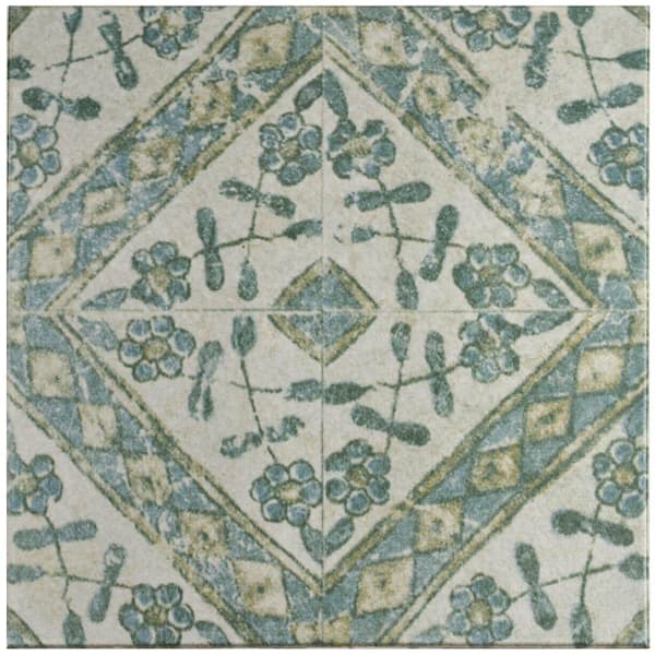 Merola Tile Klinker Retro Blanco Bergenia Encaustic 12-3/4 in. x 12-3/4 in. Ceramic Floor and Wall Quarry Tile (1.13 sq. ft./Each)