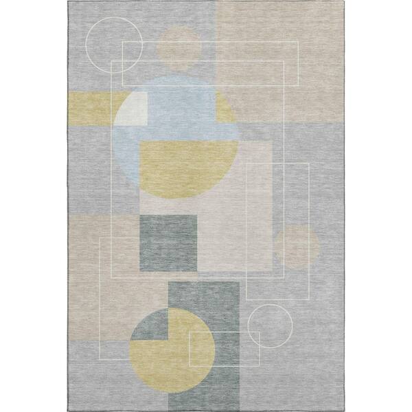 Mayfield Premium Machine Washable Abstract AMF2500 Silver 8 ft. x 10 ft. Area Rug