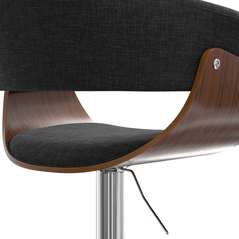 Mid Century Modern Sheldon Adjustable Swivel Stool in Charcoal Grey Linen