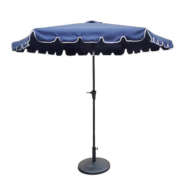 Afoxsos 9 ft. Aluminum Scalloped Market Tilt Patio Umbrella with Crank and Carry Bag in Navy Blue