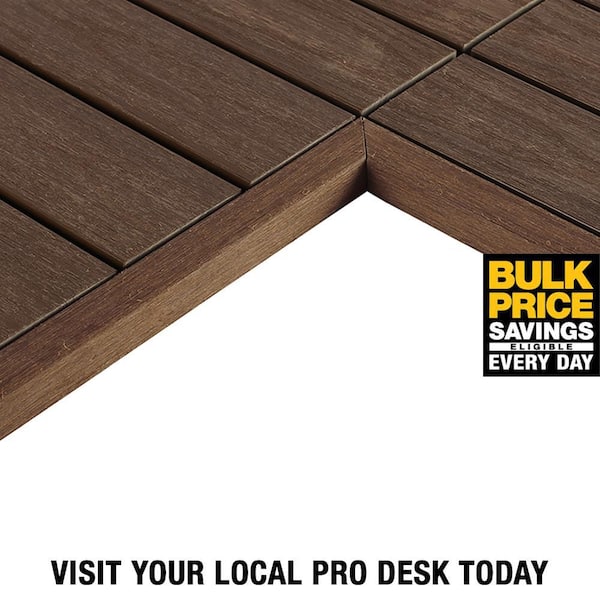 1/12 ft. x 1 ft. Quick Deck Composite Deck Tile Inside Corner Trim in Brazilian Ipe (2-Pieces/Box)