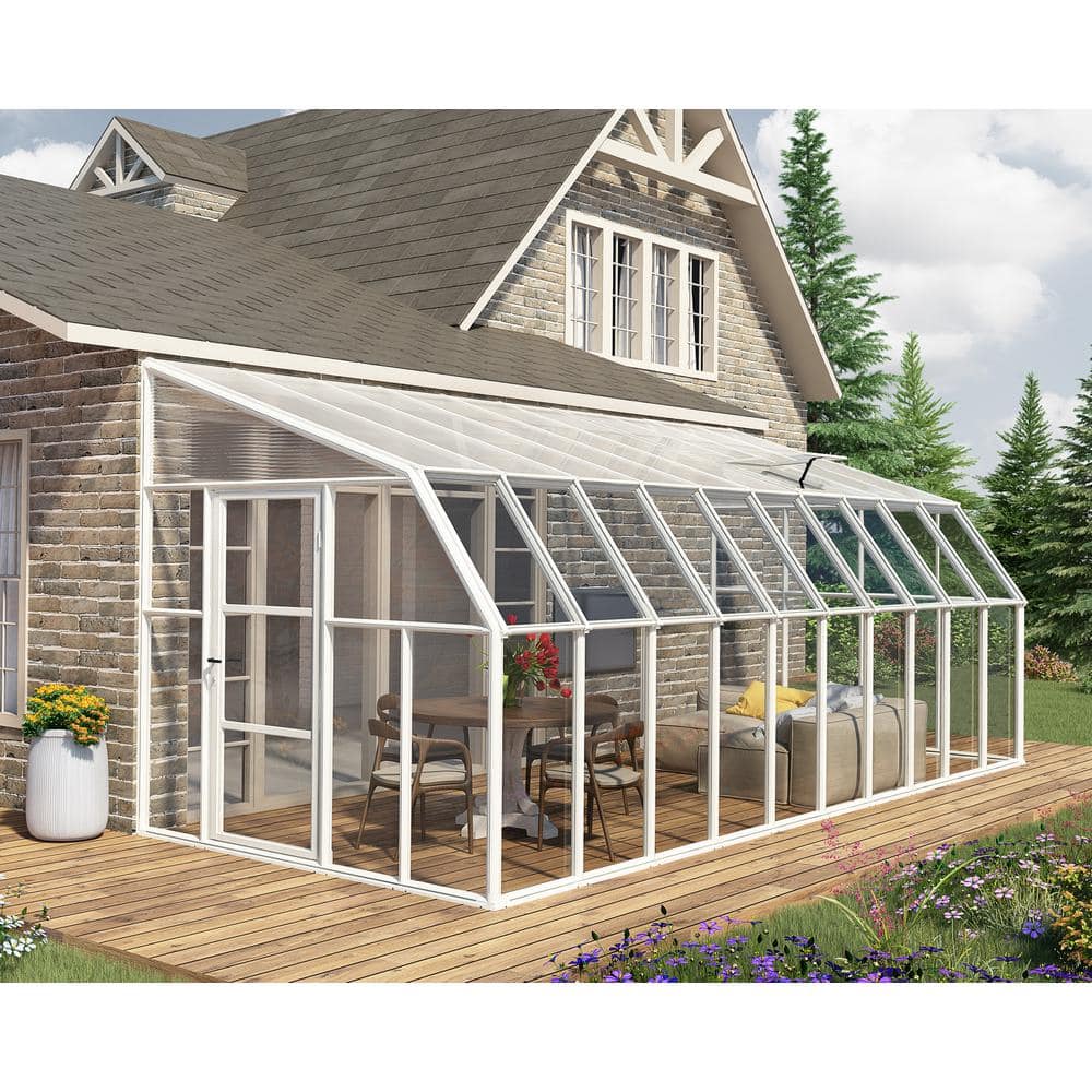 Large White Polycarbonate and Acrylic Sunroom Greenhouse