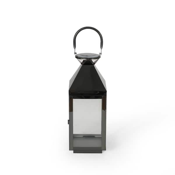 Med det samme Vær opmærksom på Stavning Noble House Kestrel 21.25 in. Black Stainless Steel Lantern (Set of 2)  81903 - The Home Depot