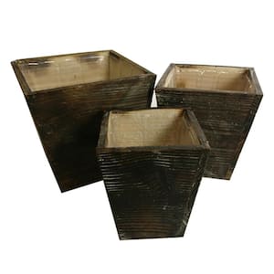 Contemporary Wood Pot/Planter in Natural (Set of 3)