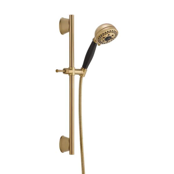 Delta 5-Spray 4.1 in. Single Wall Bar Mount Handheld H2Okinetic Shower Head in Champagne Bronze