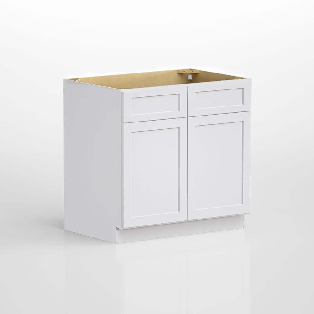 36 in. W x 24 in. D x 34.5 in. H Ready to Assemble Plywood Shaker Sink Base Kitchen Cabinet with Soft Close in White price history on PriceWatchPro