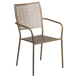 Metal Outdoor Dining Chair in Gold