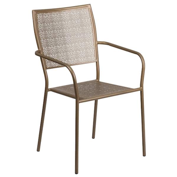 Carnegy Avenue Metal Outdoor Dining Chair in Gold