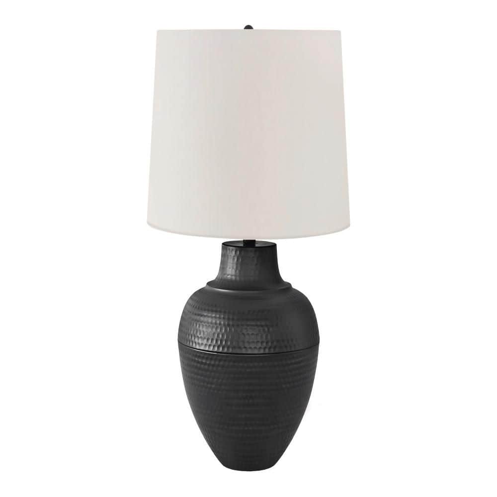 25 in. Black Metal 1-Light Table Lamp with Urn-Shaped Base and Ivory Linen Shade for Living Room, Bedroom and Office price history on PriceWatchPro