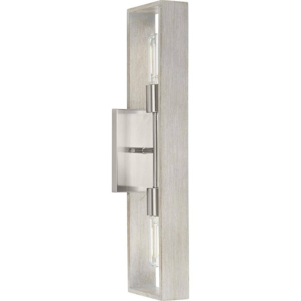 Boundary Brushed Nickel and Oak 24" Wall Sconce