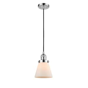 Cone 60-Watt 1 Light Polished Chrome Shaded Mini Pendant Light with Frosted Glass Shade