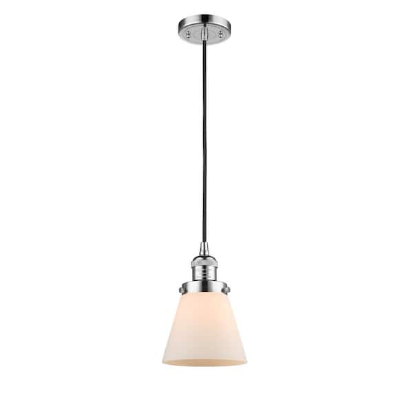 Innovations Cone 60-Watt 1 Light Polished Chrome Shaded Mini Pendant Light with Frosted Glass Shade