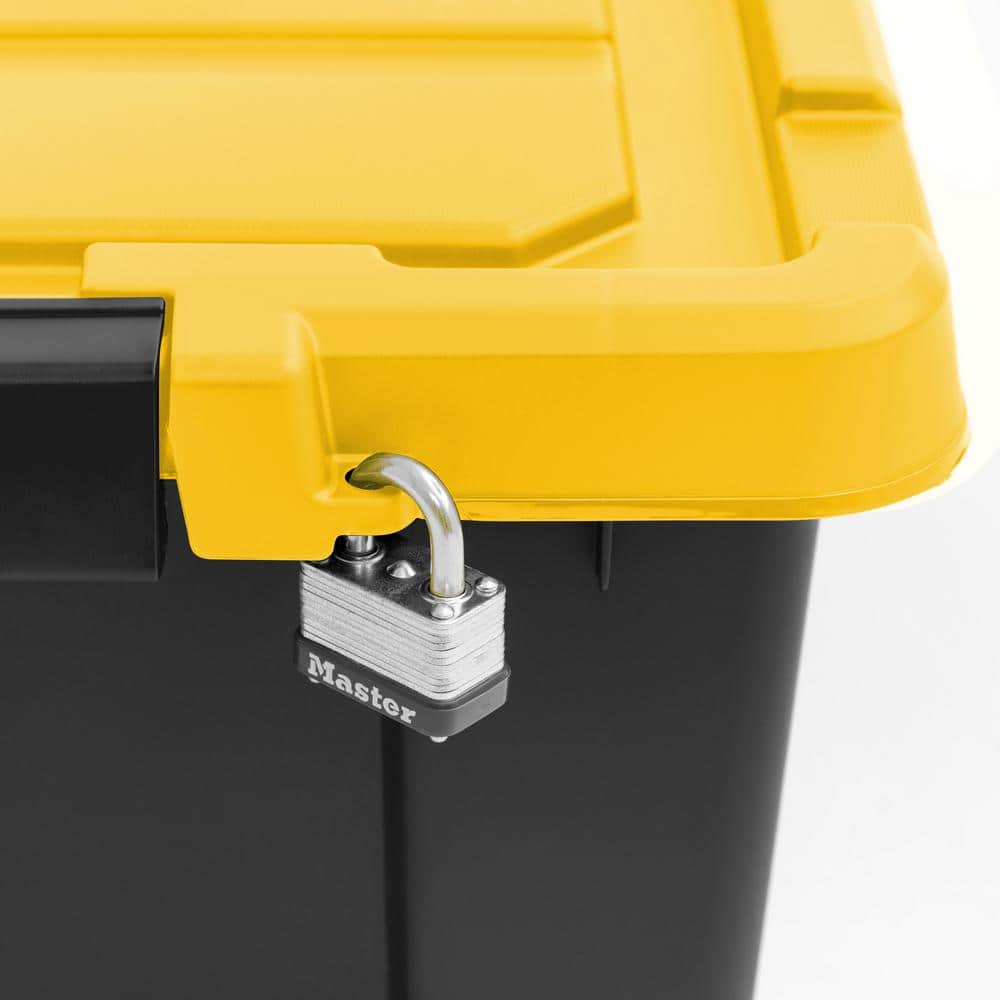 Heavy-Duty Black and Yellow Stackable Plastic Storage Totes