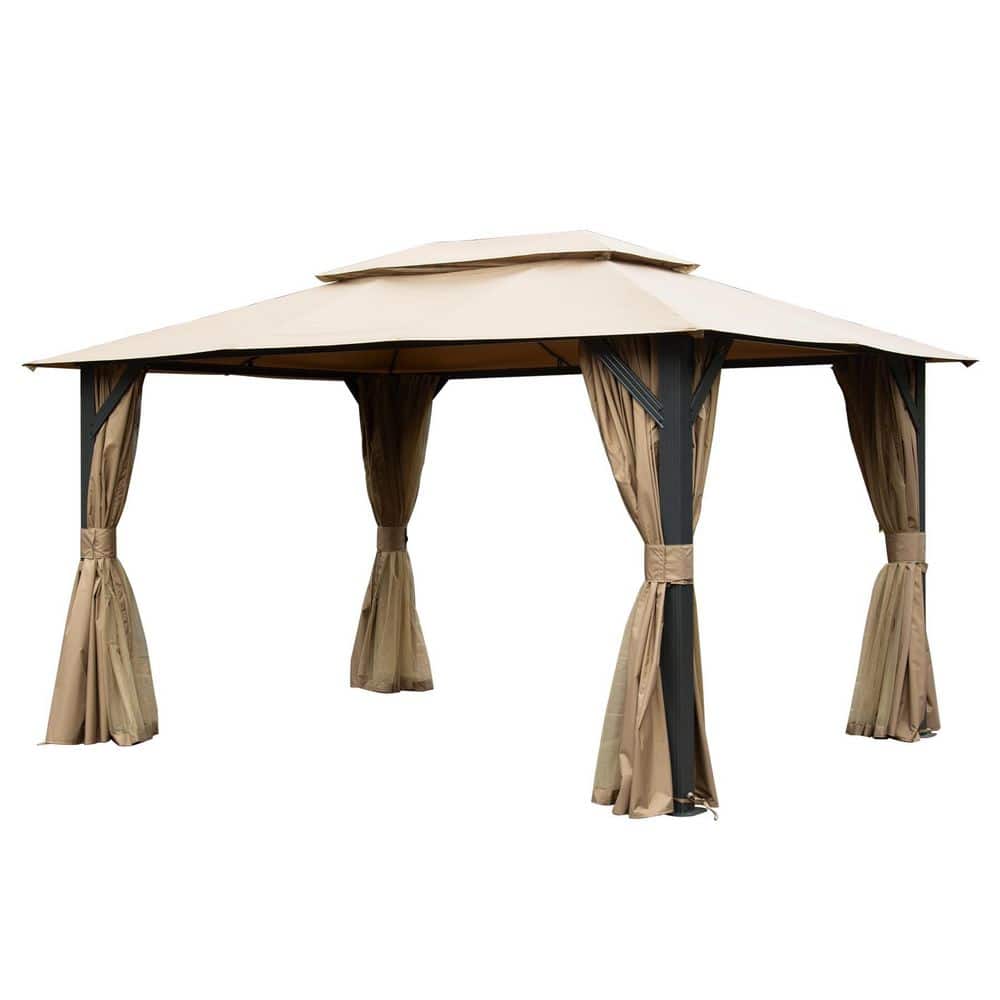 10 ft. x 13 ft. Brown Steel Outdoor Hardtop Gazebo with Double Roofs price history on PriceWatchPro