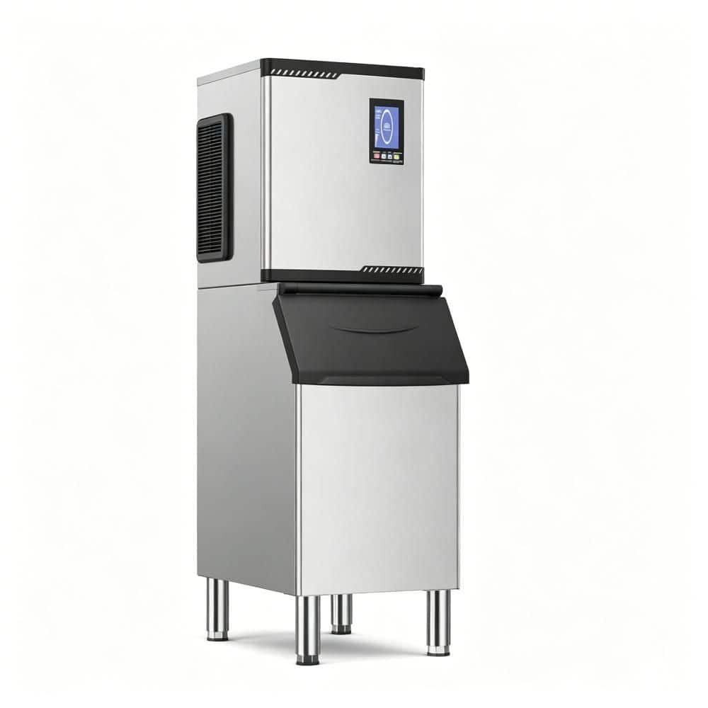 20.66 in. 700 lbs. /24H Freestanding Full Size Cubes Commercial Ice Maker, w/ 400 lbs. Storage Bin, Self-Cleaning Silver