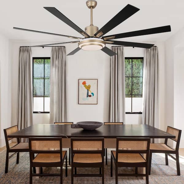 Nimbella 72 in. Indoor Gold Downrod Standard Modern Ceiling Fan with Light and Remote, DC Motor Caged Ceiling Fan