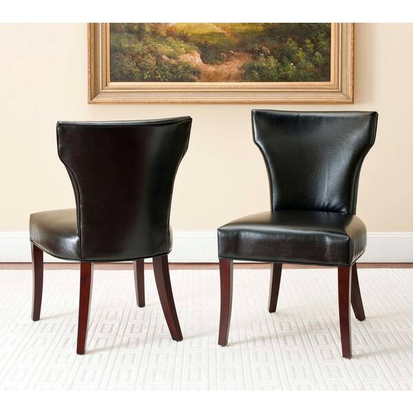 SAFAVIEH Ryan Black Bicast Leather Side Chair (Set of 2)