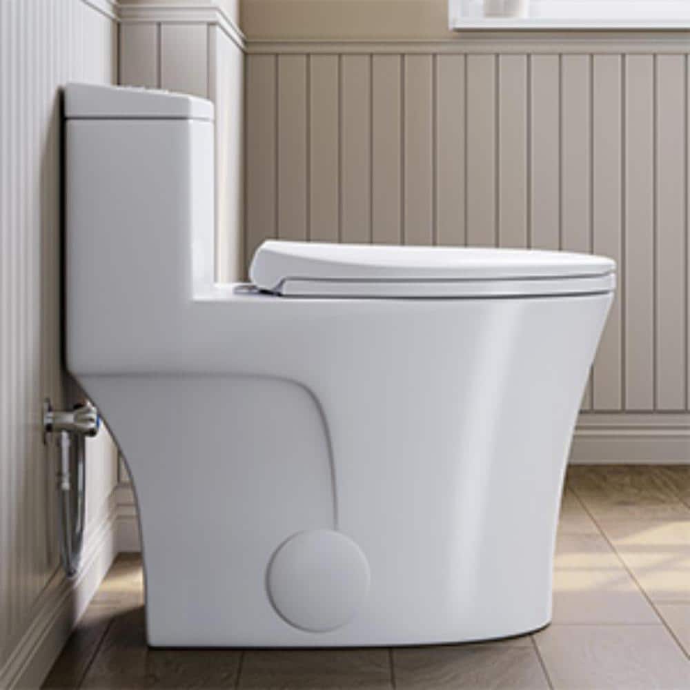 Matte White Elongated Dual Flush One-Piece Toilet