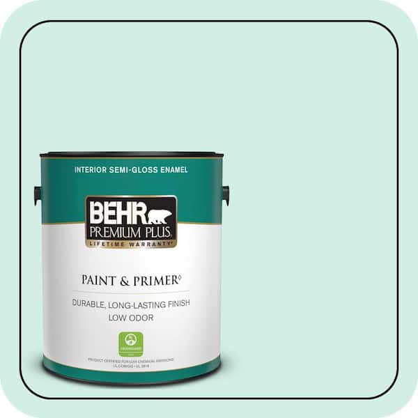 BEHR PREMIUM PLUS 1 gal. #P440-1 Shimmering Pool Semi-Gloss Enamel Low Odor Interior Paint & Primer