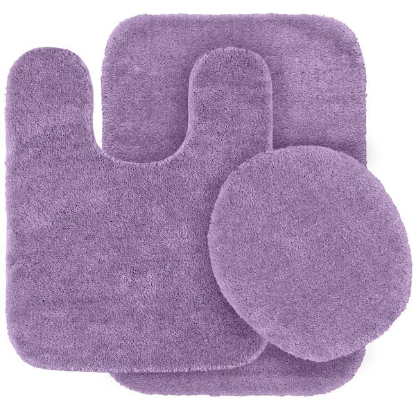 Garland Rug Traditional Purple 21 in. x 34 in. Washable Bathroom 3 Piece Rug Set