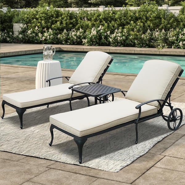 3 Piece Aluminum Outdoor Chaise Lounge, Paddock Outdoor Furniture