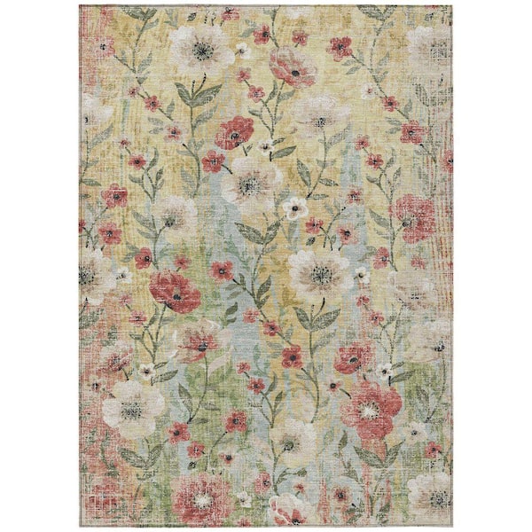 Chantille Machine Washable Indoor/Outdoor Abstract ACN2403 Tan 5 ft. x 7 ft. 6 in. Area Rug