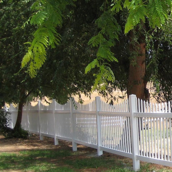 Weatherables Stratford 5 ft. H x 8 ft. W White Vinyl Picket Fence Panel Kit