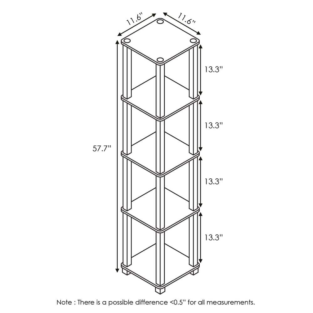 Black and Gray Adjustable 5-Tier Corner Wood Shelf