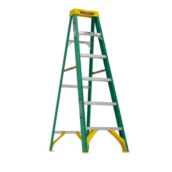 Werner 6 ft. Fiberglass Step Ladder (10 ft. Reach Height) with 225 lb. Load Capacity Type II Duty Rating