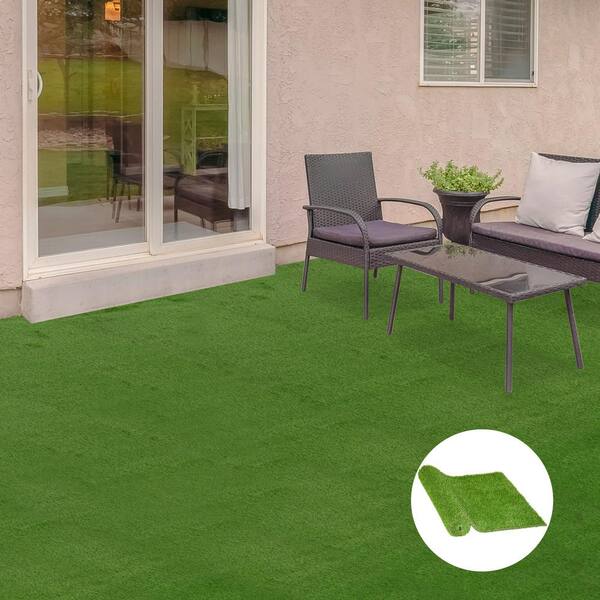 Huluwat 3 ft. x 10 ft. Green Thick Realistic Artificial Grass Rug with Simulated Look and Feel UV Protection 1.25