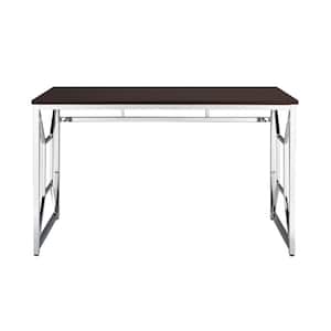 47 in. Rectangular Melamine and Chrome Wenge Color Laminate Frame Home Office Writing Desk with Scratch Resistance Top