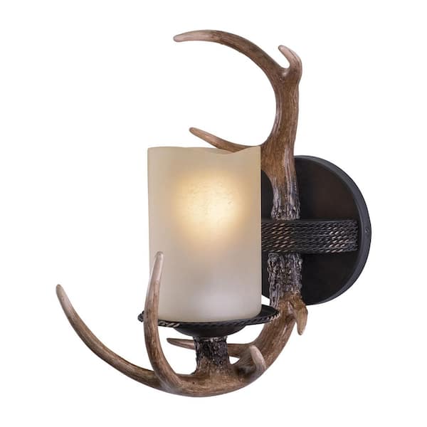Yoho 5.5 in. W 1-Light Bronze Rustic Antler Bathroom Wall Vanity Light Fixture