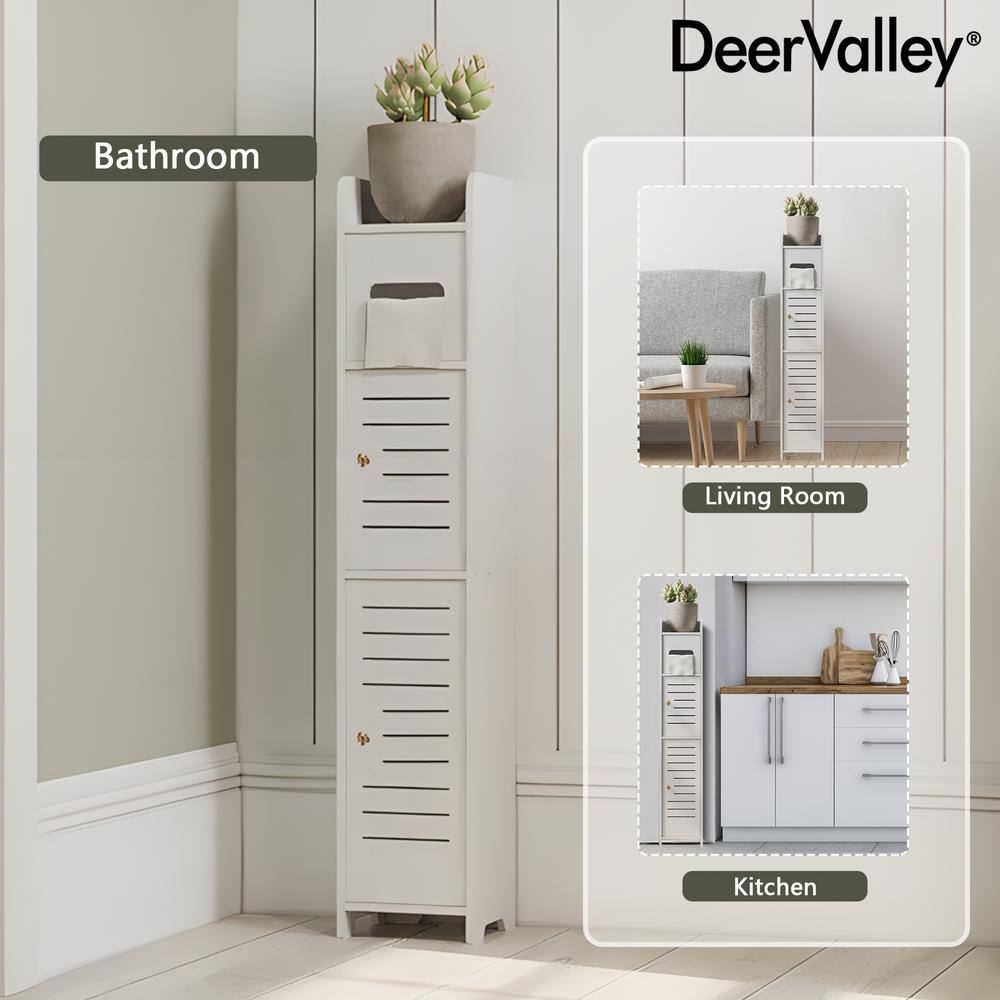 White PVC Bathroom Storage Cabinet with Toilet Paper Holder