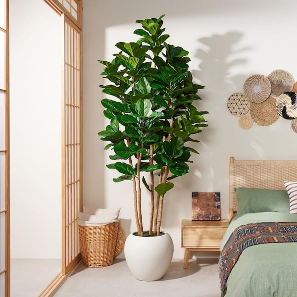 DR.Planzen Artificial 8 ft. Fiddle Leaf Fig Tree with White