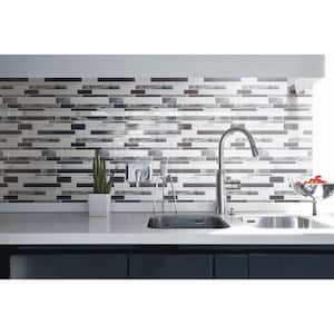 Ice Gray and White 11.97 in. x 10.55 in. x 5 mm Glass and Stone Self-Adhesive Wall Mosaic Tile (5.26 sq.ft./Case)