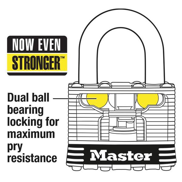 Master Lock No. 3 Steel Laminated Padlock 2 in. L Shackle Keyed